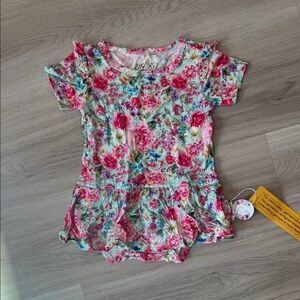 Floral Short Sleeve Body suit twirl skirt